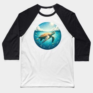 Low Poly Sea Turtle Baseball T-Shirt